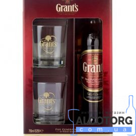 Виски Грантс Фемили Резерв + 2 стакана в коробке, Grant’s Family Reserve + 2 glasses 0,7 л.