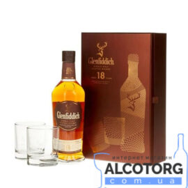 Віскі Гленфіддік 15 років + 2 бокала в коробці, Glenfiddich 15 years old + 2 glasses 0,7 л.