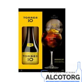 Бренді Торрес 10 Гранд Резерв 10 років витримки + 1 келих у коробці, Torres 10 Gran Reserva 10 years old + 1 glasses 0,7 л.